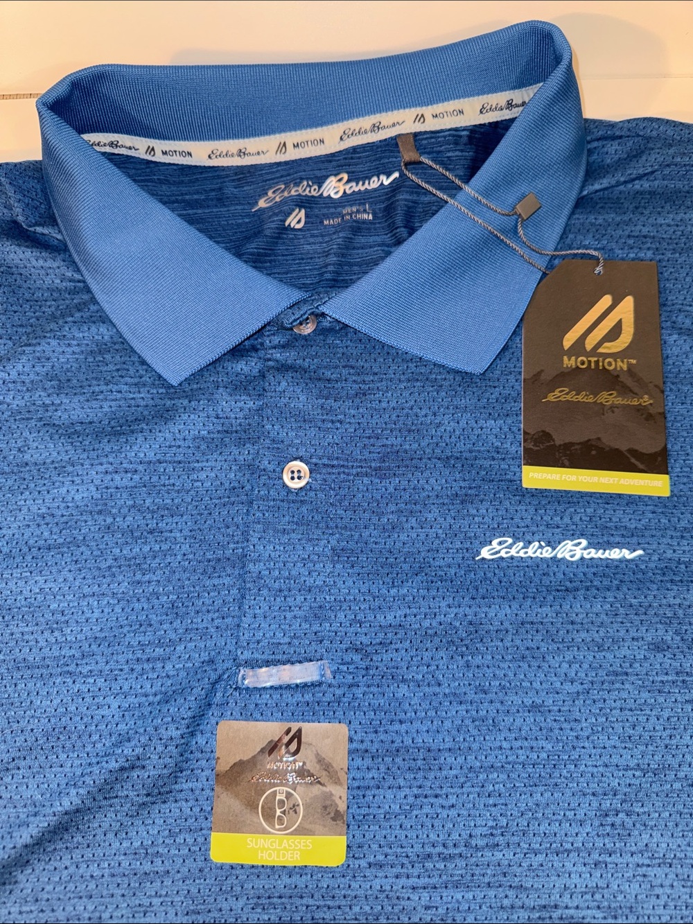 Eddie Bauer Men's Textured Royal Blue Polo - Picture 3 of 6